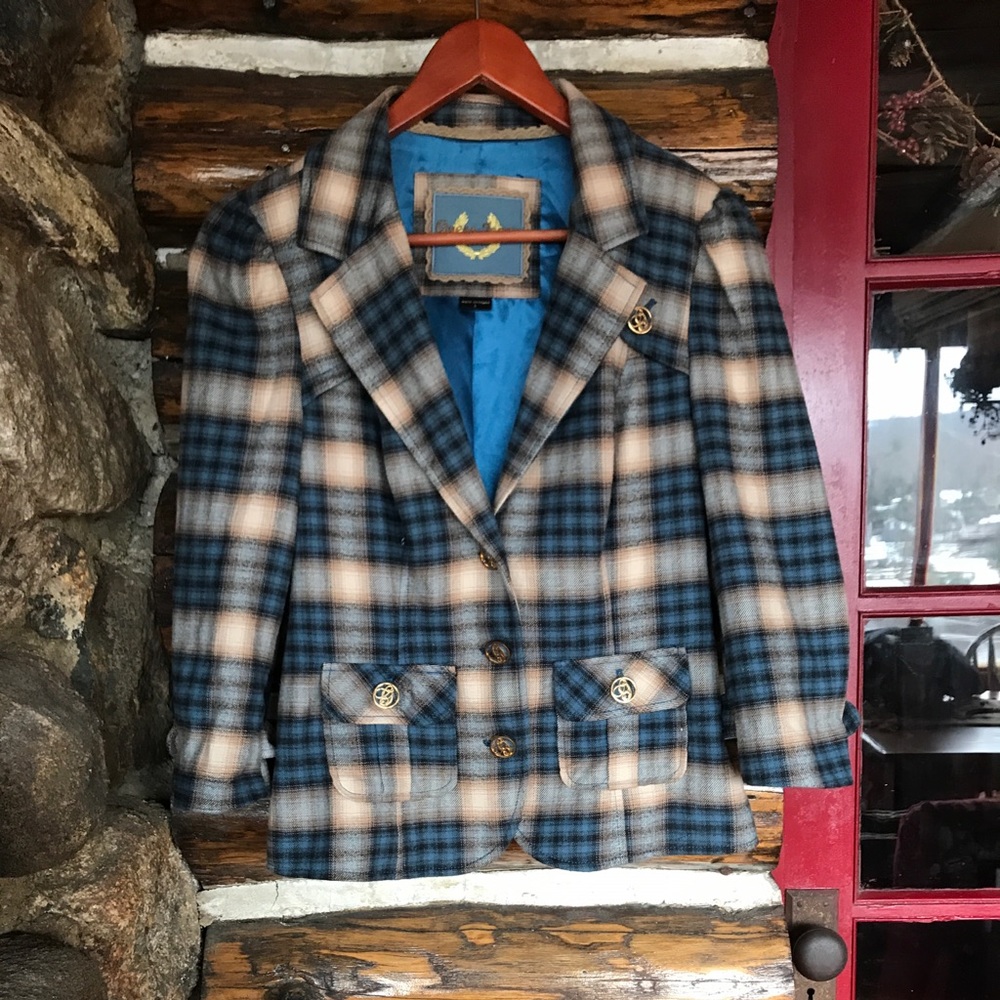 Vintage Guess blue plaid blazer 😍 never worn !!